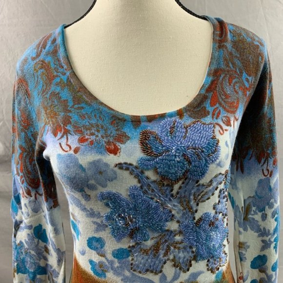 Beaded Floral Sweater Made in Italy - Picture 2 of 6